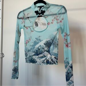 F21 Mesh eastern inspired long sleeve